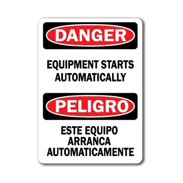 Signmission Danger-Equipment Starts Automatically Bilingual-10x14 OSHA, DS-Equipment Starts Automat Bilingual DS-Equipment Starts Automat Bilingual - main